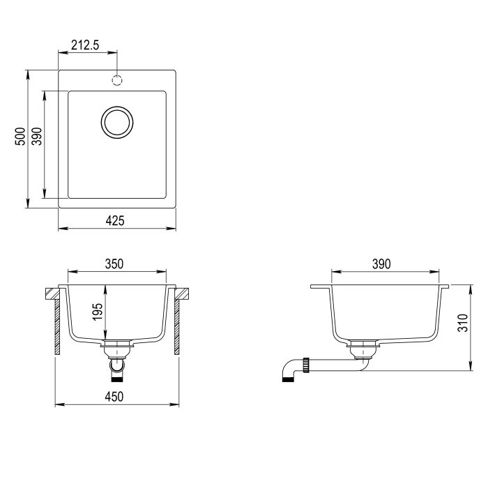 Helika Aquasanita Simplex SQS100 Graphite 222 | № 3345 | 425 x 500 мм